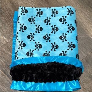 Blue and black skull Minky blanket